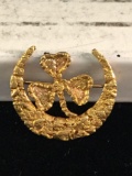 Alaskan Native gold nugget shamrock pin, 4.7 grams @ 22k