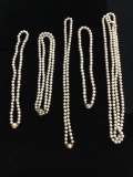 5 large strands of estate faux pearl necklaces