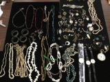 Large collection of estate necklaces, earrings, watches, and more, see pics