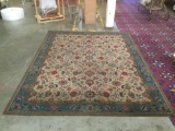 Vintage Home-Crest Florentine Seamless Rug 9' x 12' with blue border and floral pattern