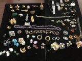 Great collection of vintage estate brooches,pins, watches, and earrings