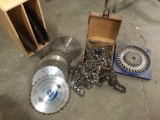 Collection of over 30 saw blades, chainsaw and skill saw blades + see pics