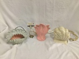 Collection of 3 vintage 50's ceramic lamps - 1 shell lamp & 2 backlit table lamps - 1 Robert Frank
