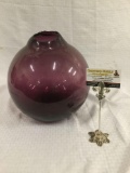 Vintage dark purple hand blown hand cut vase