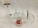 7 glass and cut crystal bells - most clear and some marked
