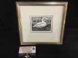 Wild Swans wood block print signed & #'d 29/50 by Dale De Armond 1980