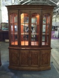 Modern wood lighted large hutch display case
