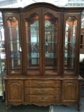 Thomasville maple china cabinet w/ lighted top