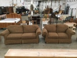 Clayton Marcus upholstered brown couch and love seat set