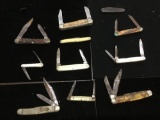 Collection of 11 vintage pocket knives in fair cond w/ bone and plastic handles