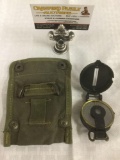 WWII era US Army Corps of Engineers issue compass w/ belt pouch