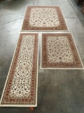 3 Florence ivory brick Italian made small rugs in neutral cream & biege tones