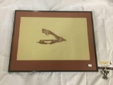 Halibut Hook framed wood engraving style print by Susan Payne signed & #'d 8/100