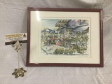 Olympia Farmers Market print by Clementson signed & #'d 58/1000 in frame