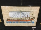 Large framed papyrus print - Ancient Egyptian ship