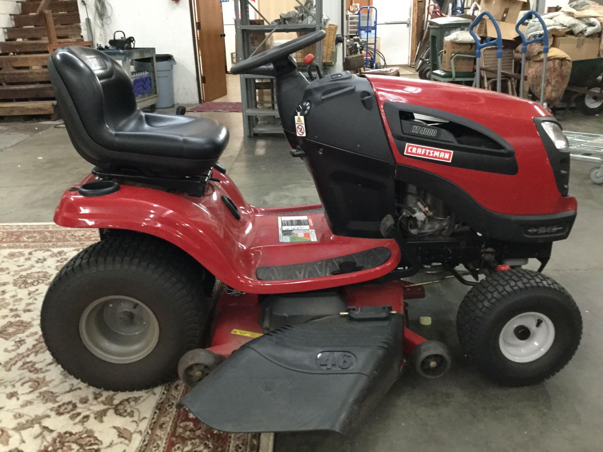 Craftsman YT4000 riding lawn tractor w 46 inch Proxibid