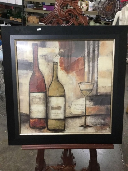 Modern California Wine vintage style print in black frame