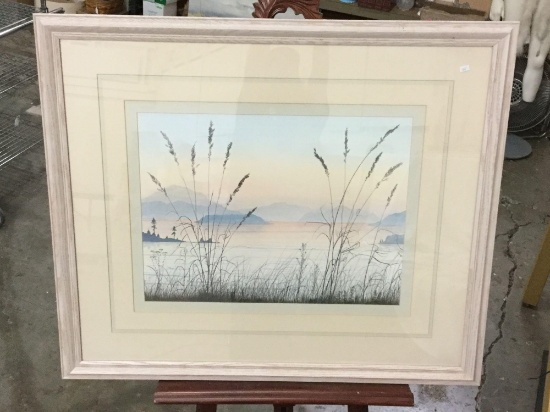 Large framed early morning Islands in the Sound print in frame - Jeane Duffey