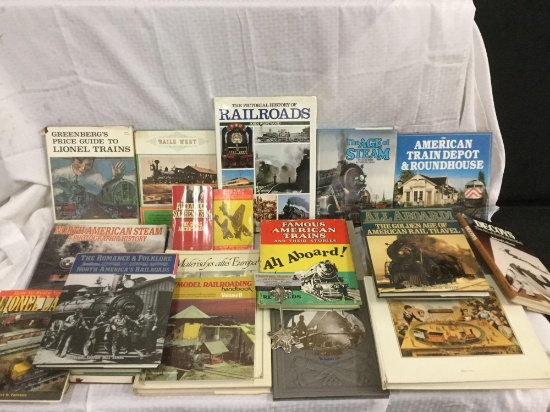 20+ book on Railraods and train history, model railroading, price guides for lionel & more