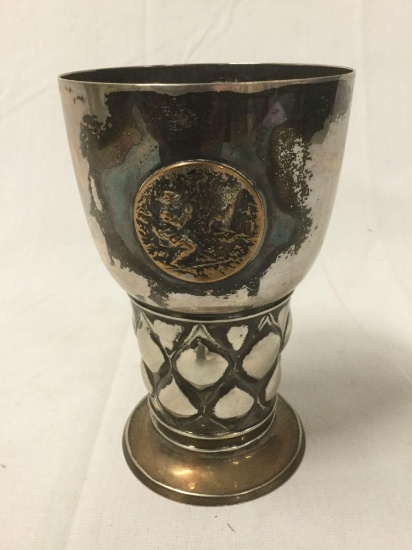 Antique coin silver (800) 1926 Jagdausstellung Hildesheim German hunting trophy cup/chalice