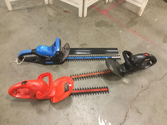 3 hedge trimmers - 2x Black & Decker 16in cordless hedge trimmer, Power Glide 18"