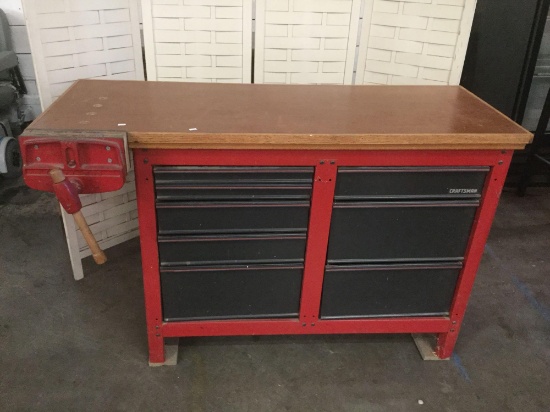 Sears Craftsman 8 drawer wood working shop table with vice