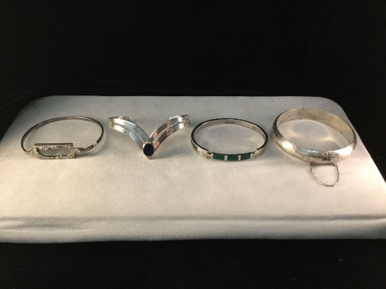 4 very fine sterling silver vintage bracelets, see pics