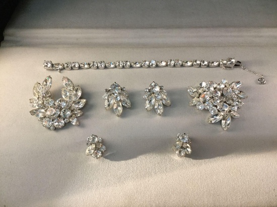 7 pieces of Eisenberg Ice vintage estate jewelry, bracelet, 2 brooches, & 1 pair earrings