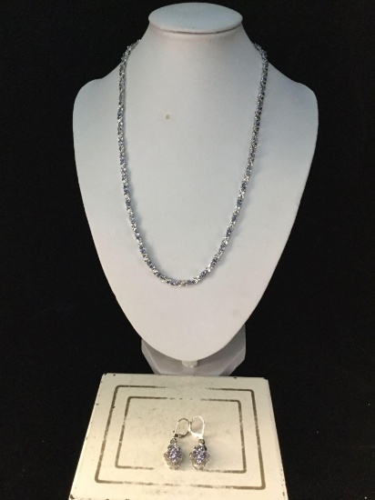 Amazing sterling silver and light blue necklace w/ matching earrings, see pics