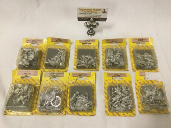 10 sealed packs of The Foundry LTD Assyrian pewter figurines: heavy infantry advancing, etc