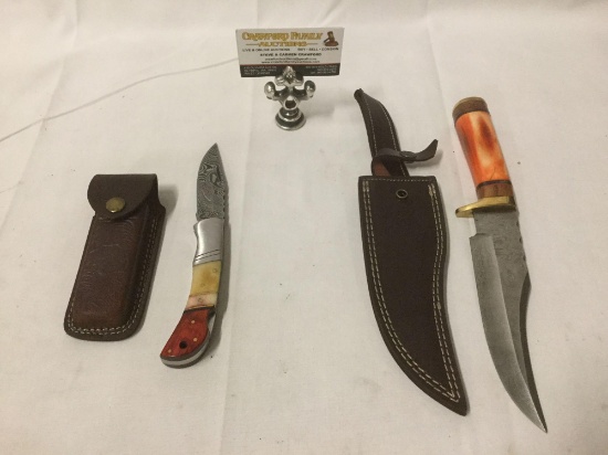 2 knives with sheaths - 1 marked with the Great Seal of the State of Oklahoma