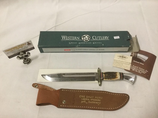 Western Cutlery hunting knife One Shot Hunt 50th Anniversary knife with sheath and original box