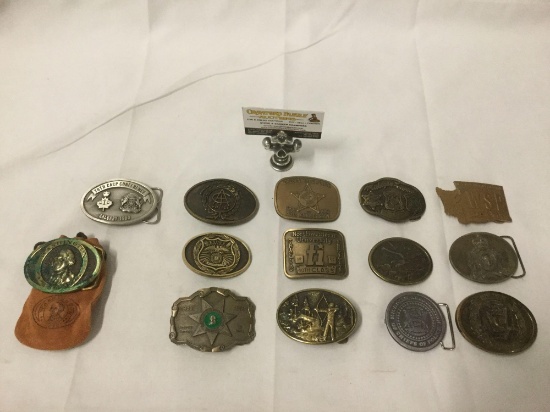 14 metal belt buckles - 78th CACP conference Calgary 1983, Oregon State, and more see desc