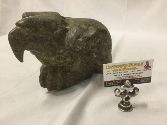 Unmarked carved granite stone Eagle figure art piece