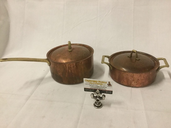 Lot of 2 Paul Revere 1776 - 1976 copper cooking pots with lids