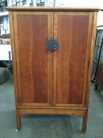 Modern Asian influenced maple storage cabinet