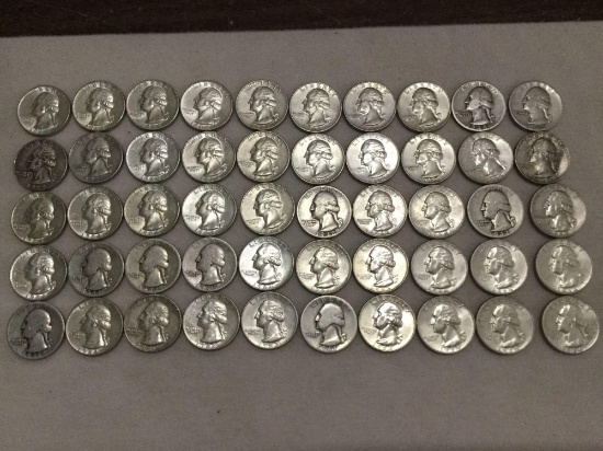 Set of 50 silver Washington quarters from estate safety deposit box
