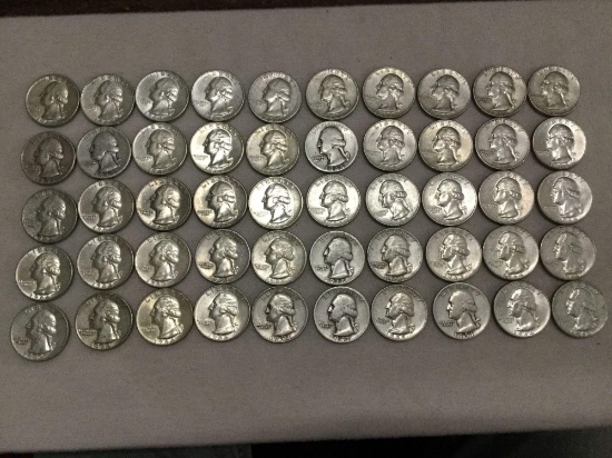 set of 50 silver Washington quarters from estate safety deposit box