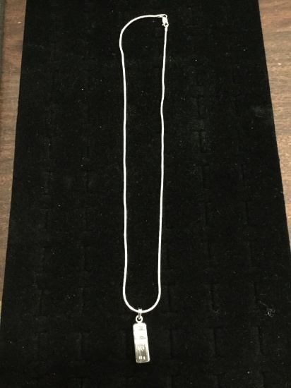 Nice sterling silver necklace w/ 10 gram sterling bar pendant