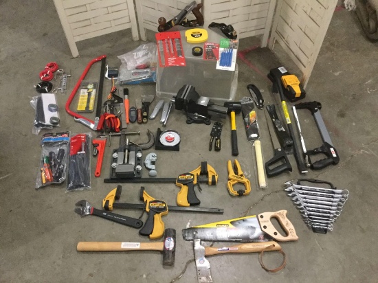 Huge lot of hand tools: Stanley Sharp Tooth Saw, Quick Grip Bar clamps, etc