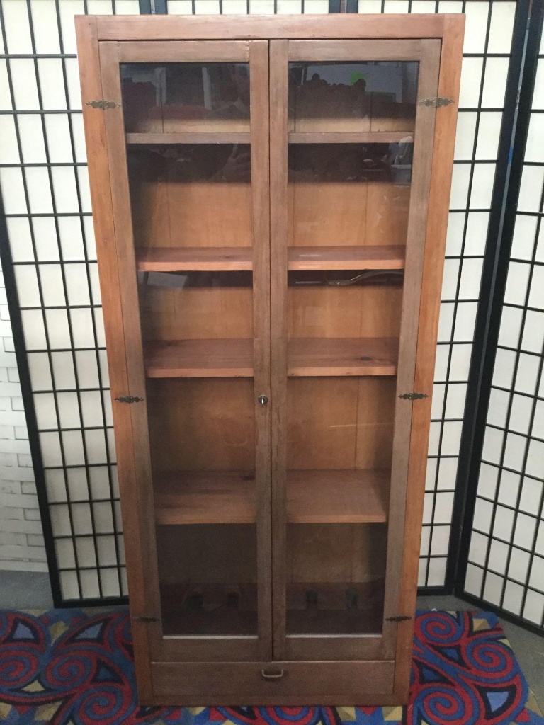 Lot Old Locking Gun Case Converted Into A Curio Display Cabinet