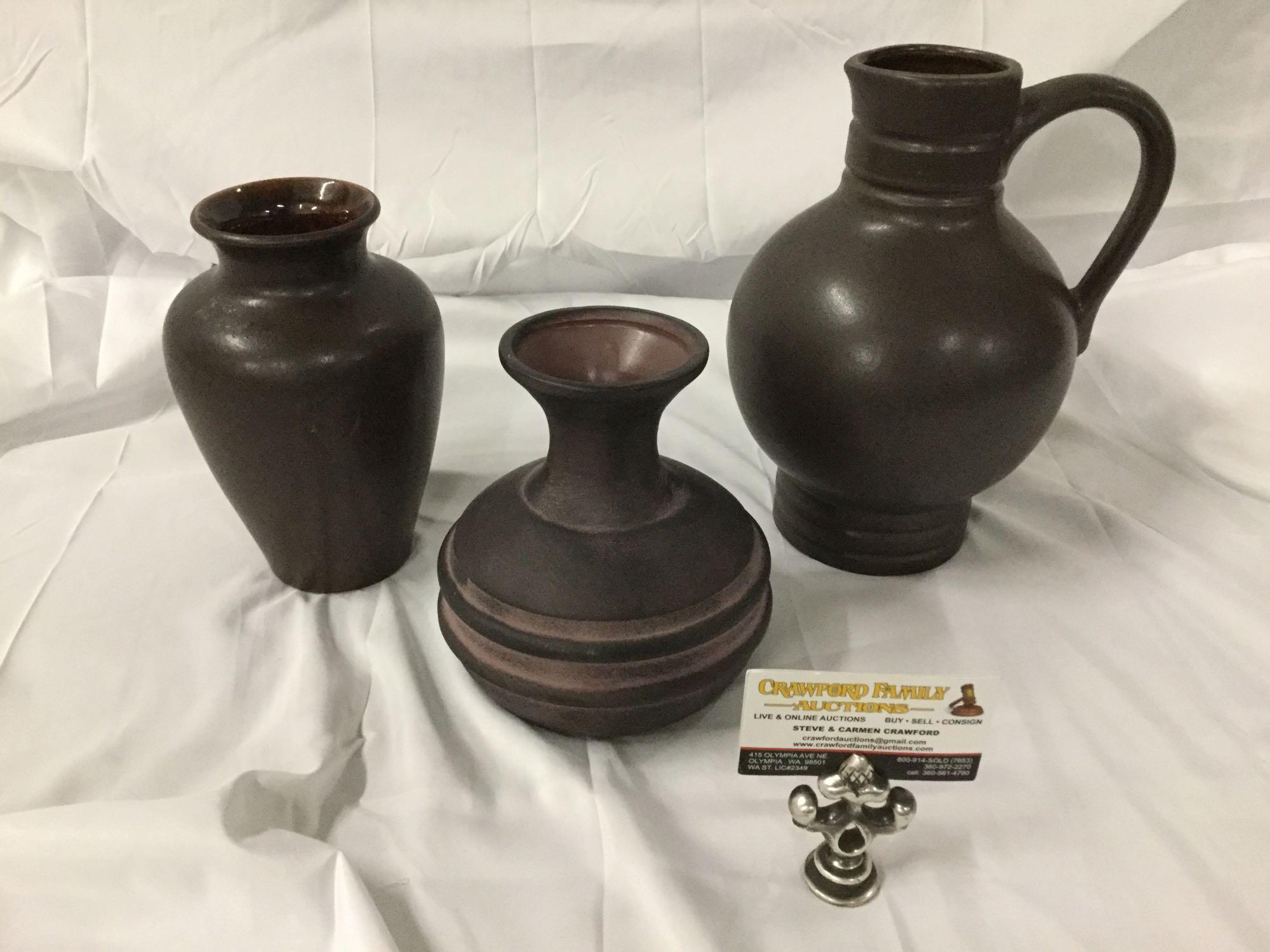 Three Grecian Style Antique Pitcher And Vases All Numerically