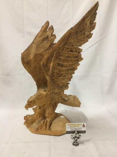 Large wood carved eagle sculpture art piece