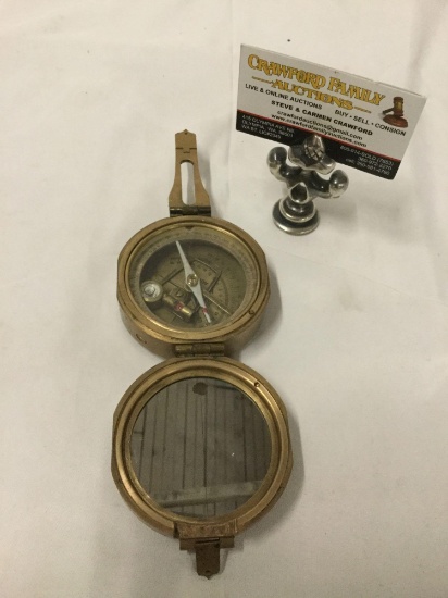 Antique Brinton compass, marked MKI 1914 Thos. J. Evans ESQ. London