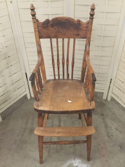 Antique and unique wood child?s high chair, circa 1800's maybe birch?