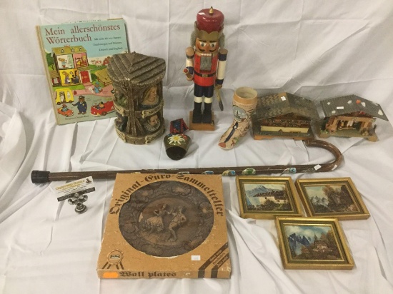 Vintage Lot of 12 German items - Wendelstein 1840m bell, Steinbach nutcracker, music box plus more