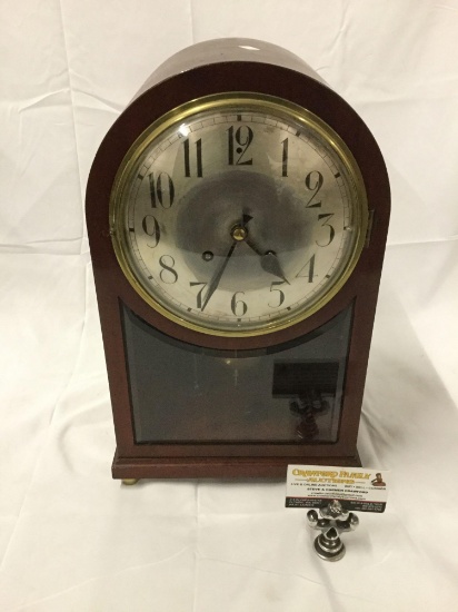 Antique B and W mantle clock no. 112204 with pendulum
