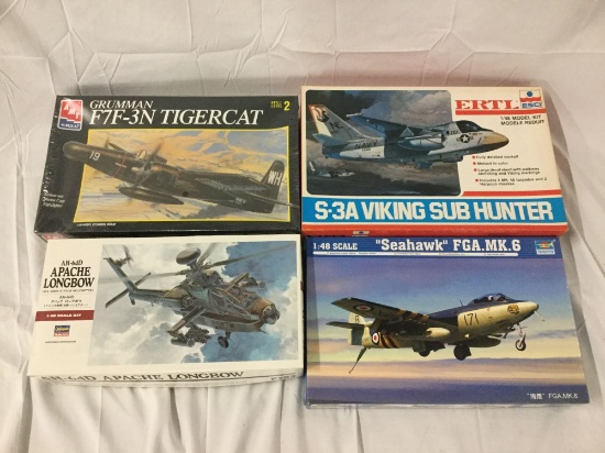 4x military plastic model kits 1/48 scale - AMT-ERTL, Grumman, Hasegawa, and more see desc