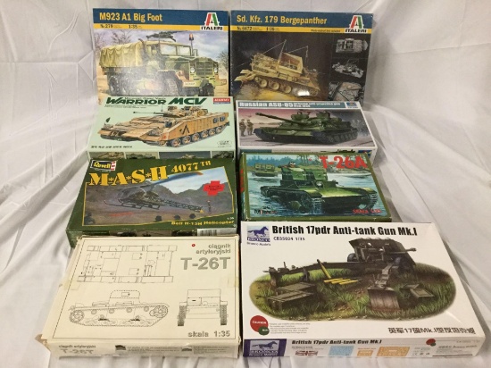 6x military plastic model kits 1/48 scale - Italeri, Trumpeter, Bronco, Acadamy etc see desc