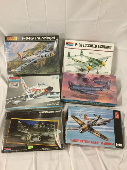 6x military plastic model kits 1/48 scale - Revell Monogram, Messerschmitt, Hobby Craft, Hasegawa